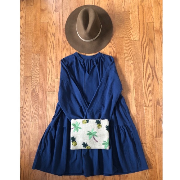 Navy Tiered V-Neck Summer Dress - Picture 1 of 5